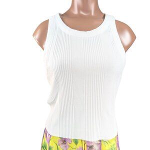 Aerie Large Ivory Crew Neck Sleeveless Halter Cotton Poly Crop Top